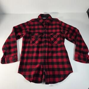 Vintage Woolrich Buffalo Plaid Red Wool Flannel Men’s Shirt Made In USA Medium